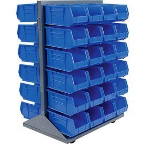 Global Equipment Mobile Double Sided Floor Rack - 48 Red Stacking Bins 36 x 54 550180RD
